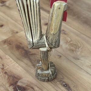 Hand carved Rustic Wooden Rooster Sculpture
